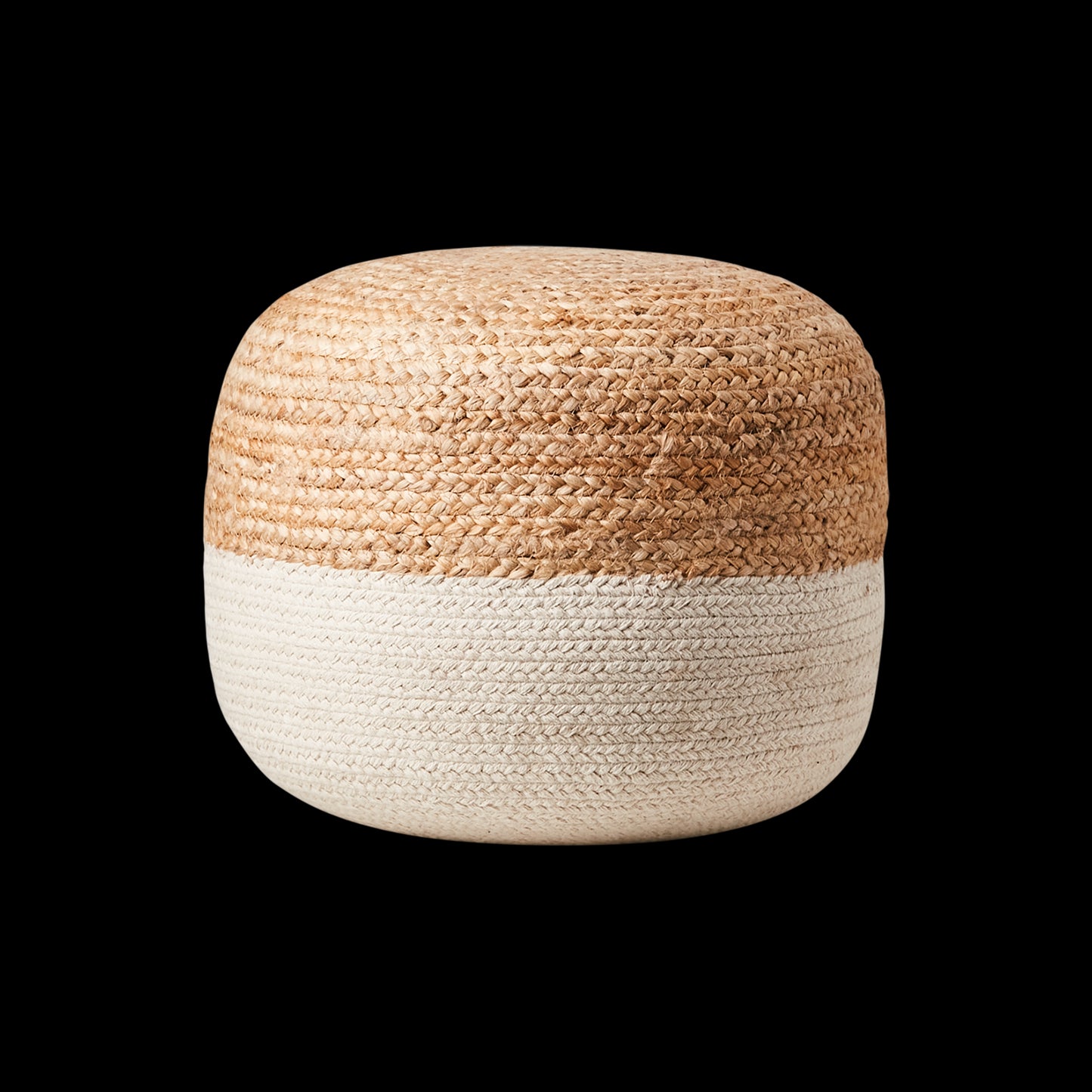 Pouf rond en corde - ivoire et nature