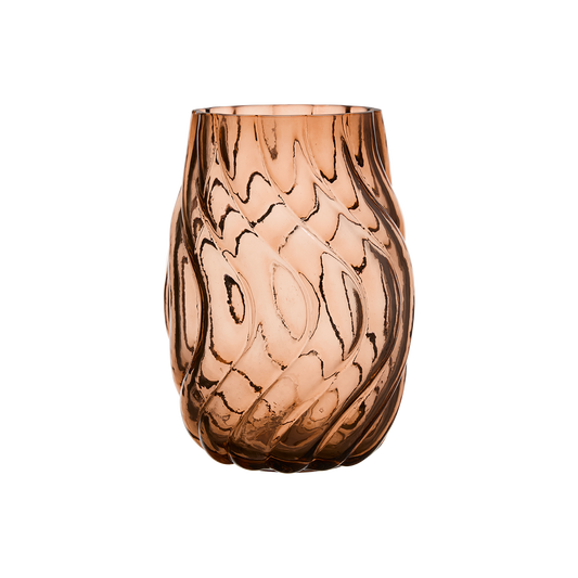 Vase décoratif en verre torsadé couleur pêche